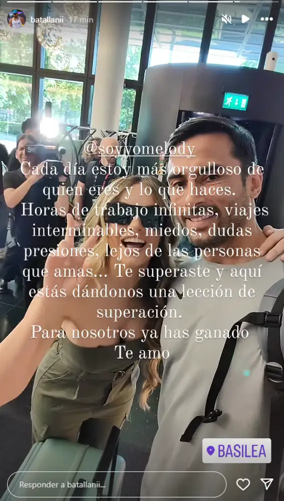 El mensaje del novio de Melody horas antes de Eurovisión El mensaje del novio de Melody horas antes de Eurovisión