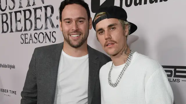 Scooter Braun y Justin Bieber asisten a YouTube Originals