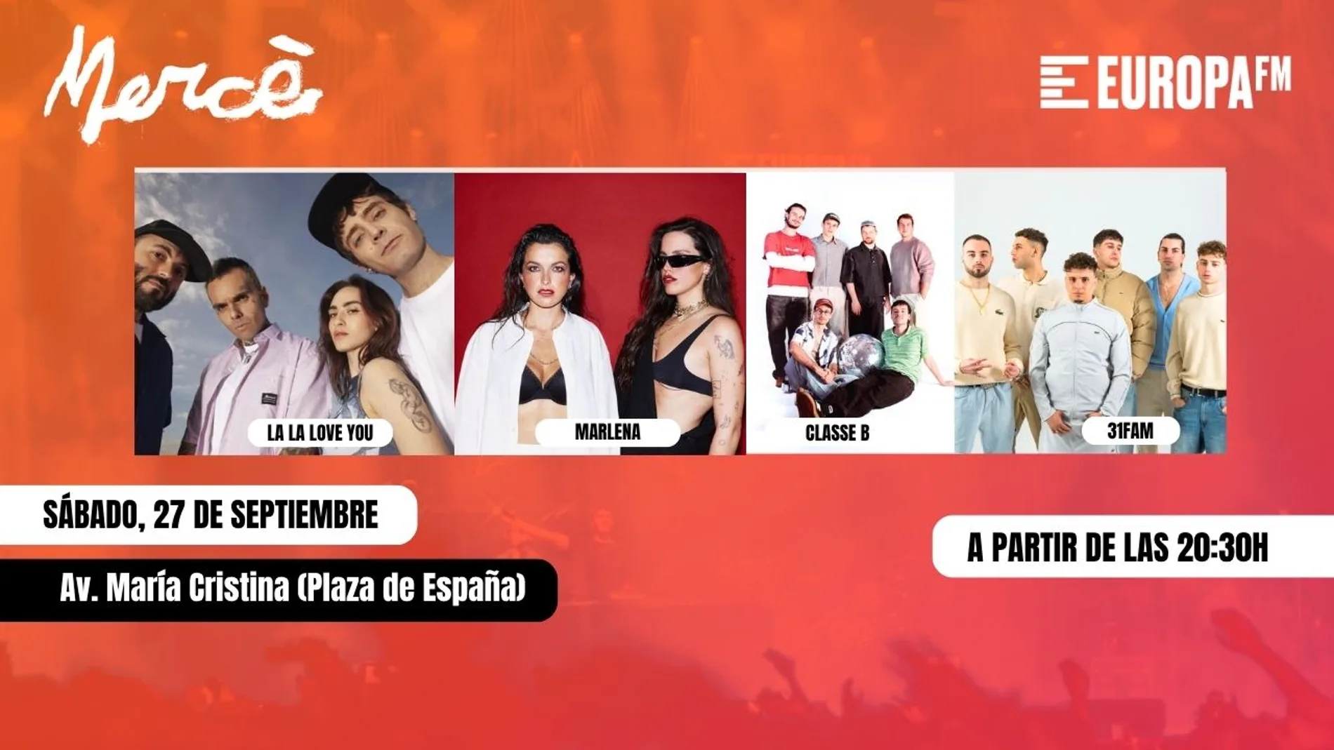 Vive La Mercè 2025 con La La Love You y Marlena en el escenario Europa FM Vive La Mercè 2025 con La La Love You y Marlena en el escenario Europa FM