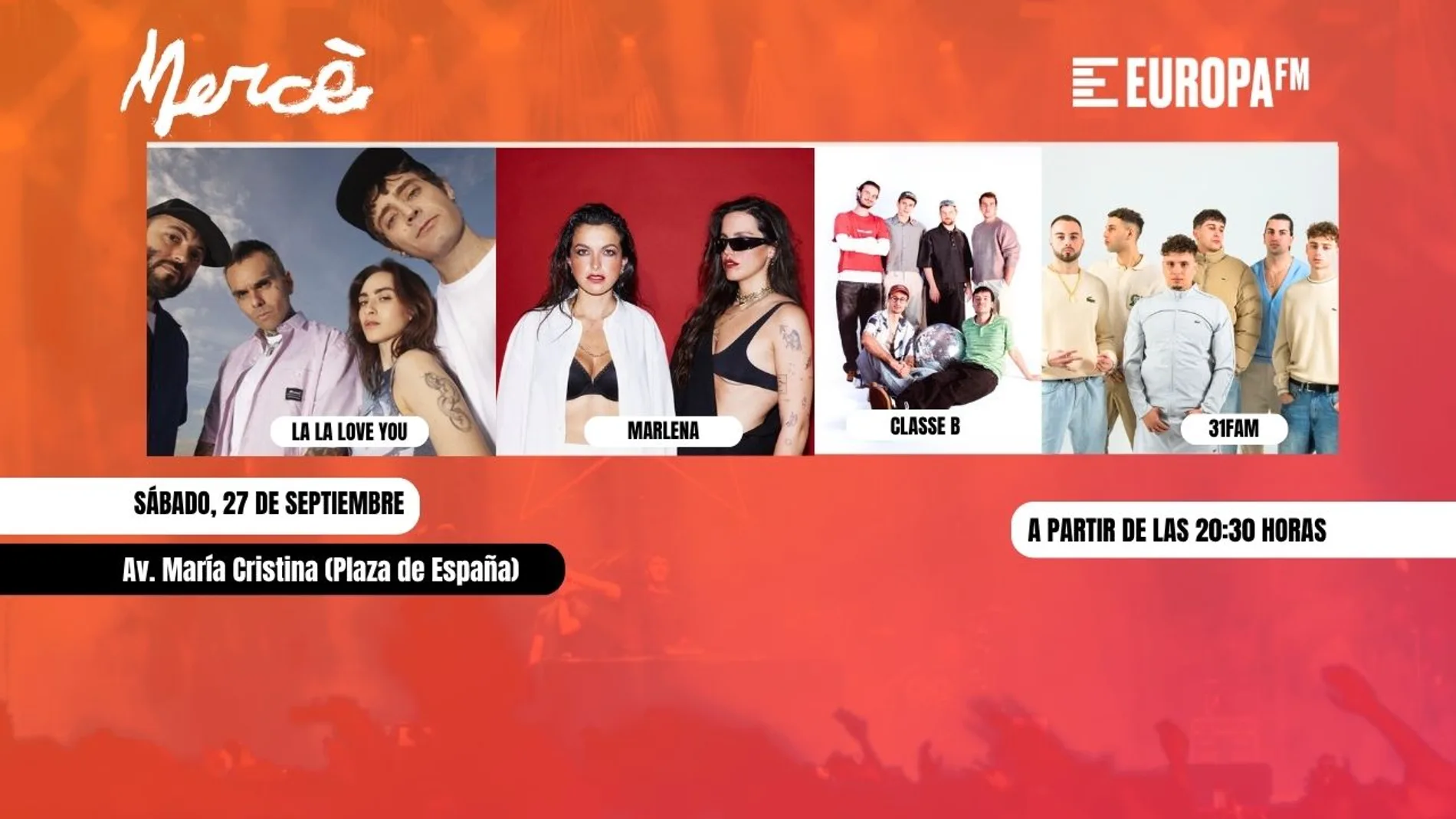 Vive La Mercè 2025 con La La Love You y Marlena en el escenario Europa FM Vive La Mercè 2025 con La La Love You y Marlena en el escenario Europa FM