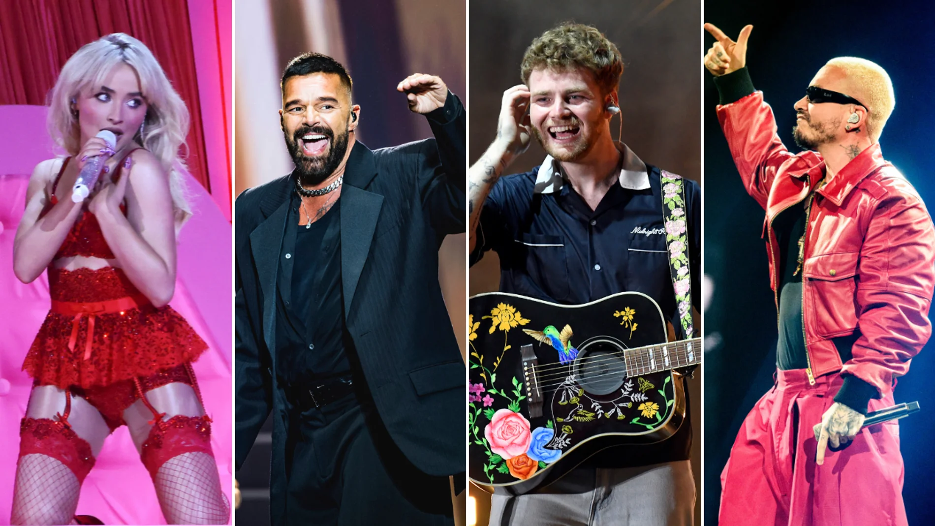 Sabrina Carpenter, Ricky Martin, Alex Warren y J Balvin durante sus conciertos. Sabrina Carpenter, Ricky Martin, Alex Warren y J Balvin durante sus conciertos.