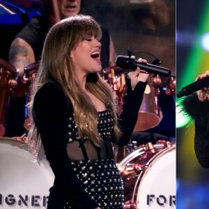 Kelly Clarkson y Gloria Estefan cantando en diferentes espectáculos. Kelly Clarkson y Gloria Estefan cantando en diferentes espectáculos.