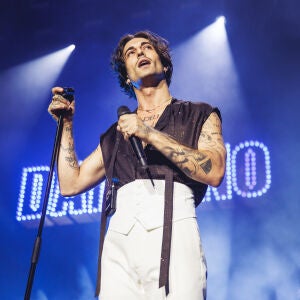 Damiano David, durante su concierto del 22 de septiembre de 2025 en Madrid.