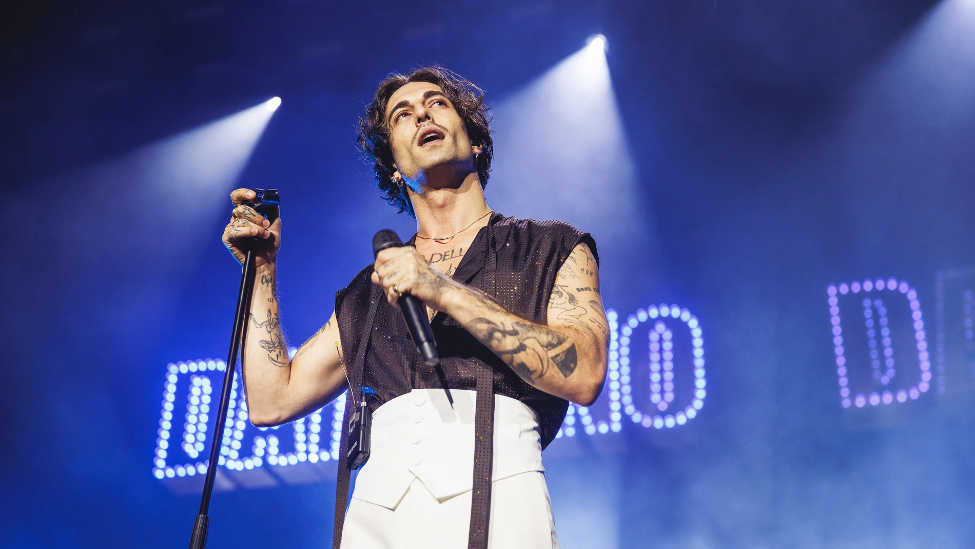 Damiano David, durante su concierto del 22 de septiembre de 2025 en Madrid. Damiano David, durante su concierto del 22 de septiembre de 2025 en Madrid.