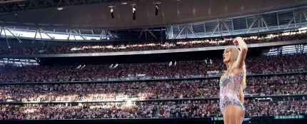 Taylor Swift durante su paso por el Santiago Bernab&eacute;u en mayo de 2024
