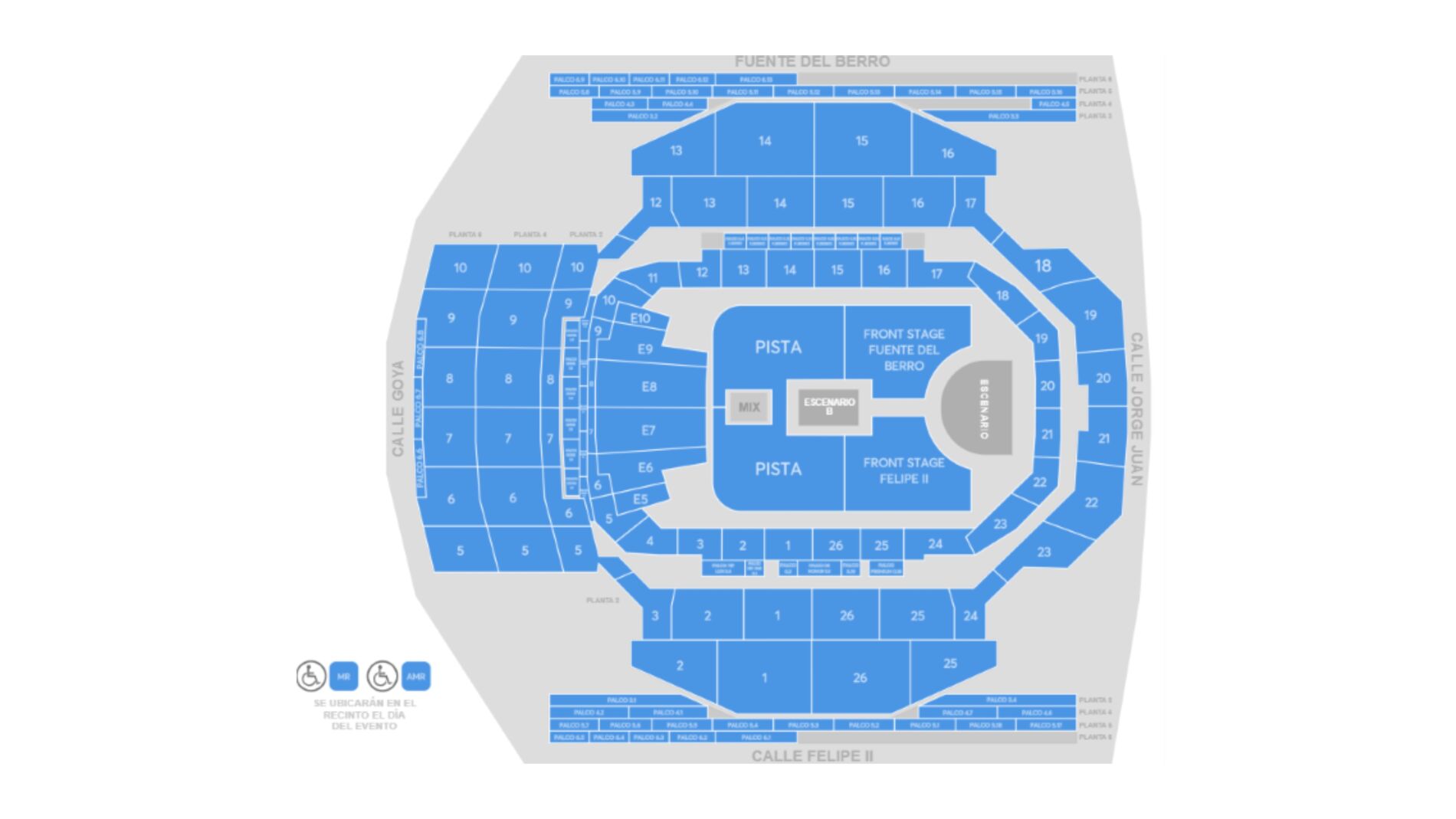 Mapa del Movistar Arena de Madrid para los conciertos de Rosalía