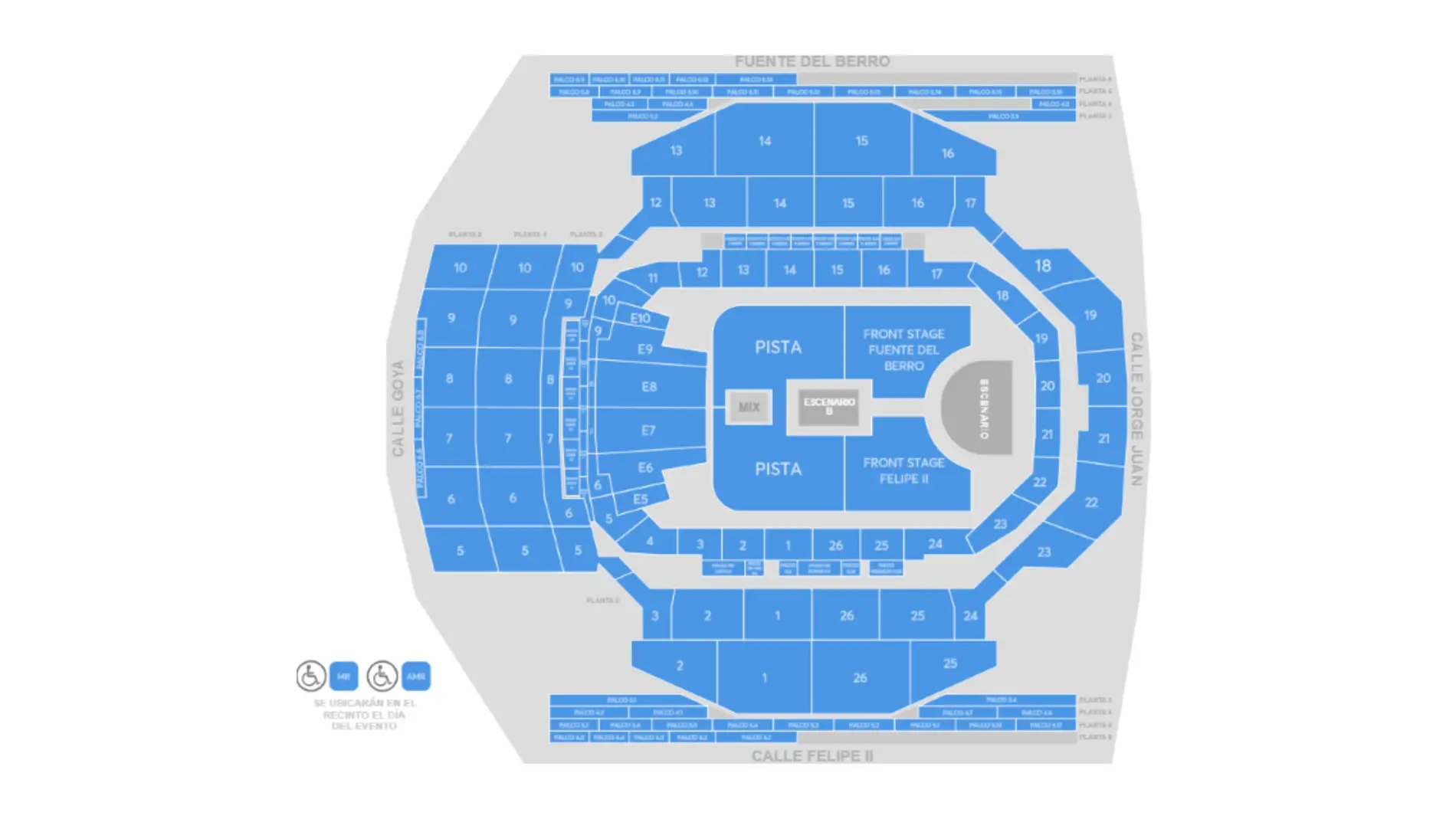 Mapa del Movistar Arena de Madrid para los conciertos de Rosalía Mapa del Movistar Arena de Madrid para los conciertos de Rosalía