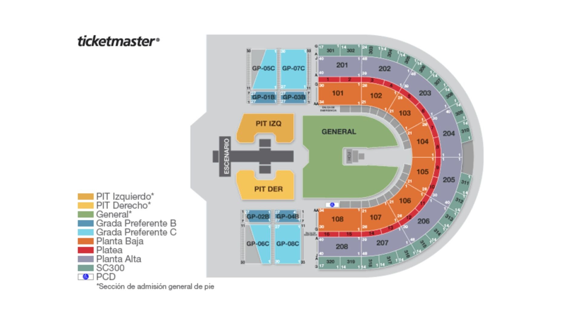 Mapa para el concierto de Rosalía en Guadalajara, México