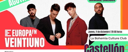 Veintiuno agota las entradas para el showcase exclusivo del jueves 11 de diciembre en Castell&oacute;n