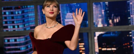Taylor Swift durante su visita a 'The Late Show' de Stephen Colbert