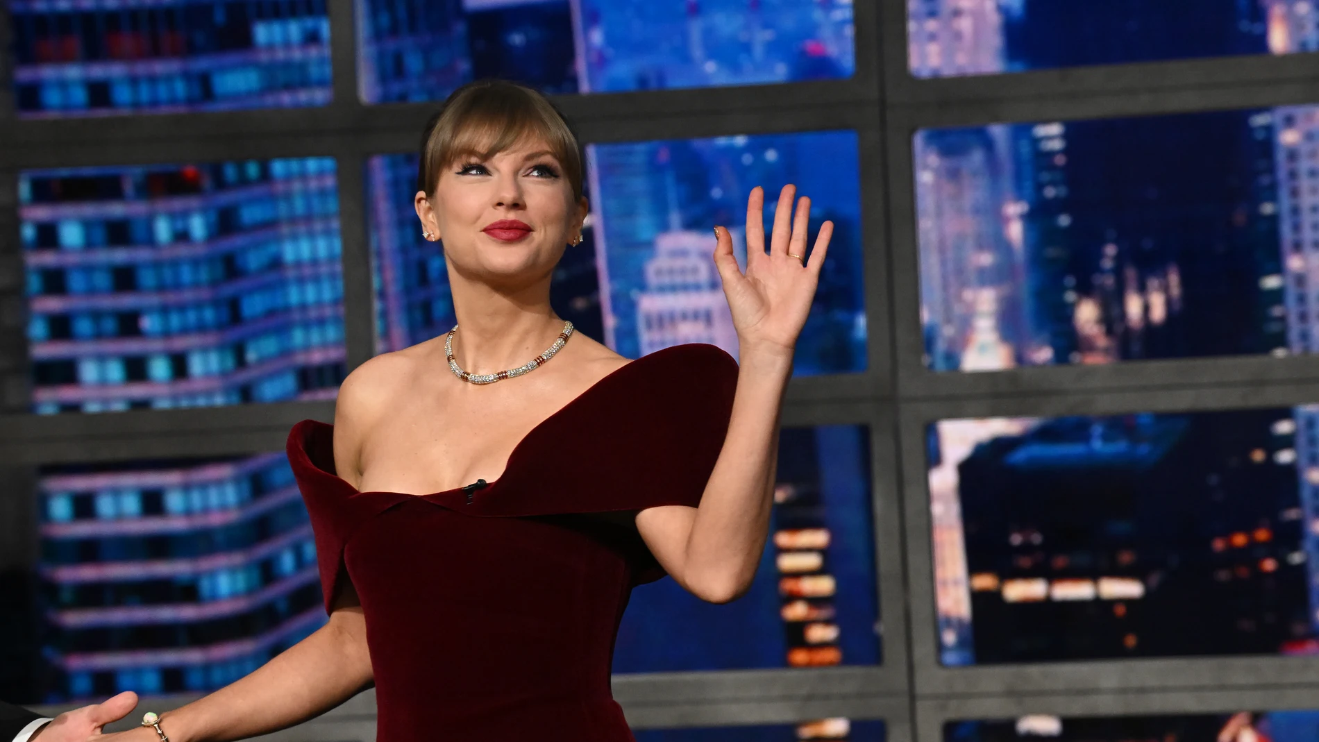 Taylor Swift durante su visita a 'The Late Show' de Stephen Colbert Taylor Swift durante su visita a 'The Late Show' de Stephen Colbert