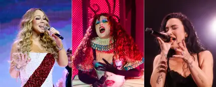 Mariah Carey, Chappell Roan y Demi Lovato durante actuaciones de este año Mariah Carey, Chappell Roan y Demi Lovato durante actuaciones de este año
