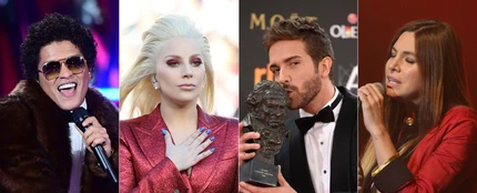 Bruno Mars, Lady Gaga, Pablo Alborán y Leire Martínez en 2016 Bruno Mars, Lady Gaga, Pablo Alborán y Leire Martínez en 2016