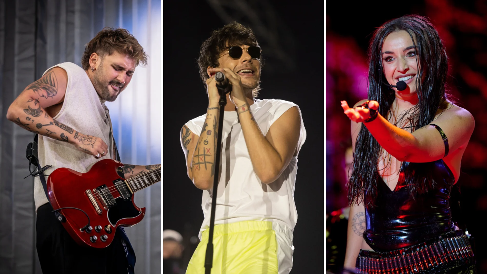 Dani Fernández, Lola Índigo y Louis Tomlinson durante sus shows de 2025 Dani Fernández, Lola Índigo y Louis Tomlinson durante sus shows de 2025