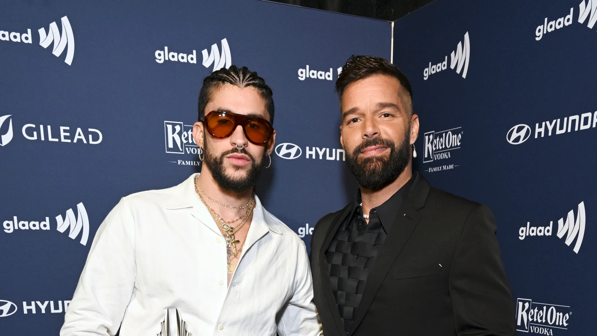 Bad Bunny y Ricky Martin, en los Premios GLAAD Media Awards de 2023. Bad Bunny y Ricky Martin, en los Premios GLAAD Media Awards de 2023.