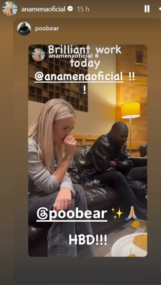 Story de Instagram de Ana Mena con Poo Bear Story de Instagram de Ana Mena con Poo Bear