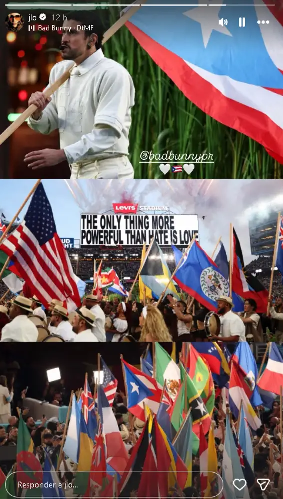 Historia de Jennifer López sobre Bad Bunny Historia de Jennifer López sobre Bad Bunny