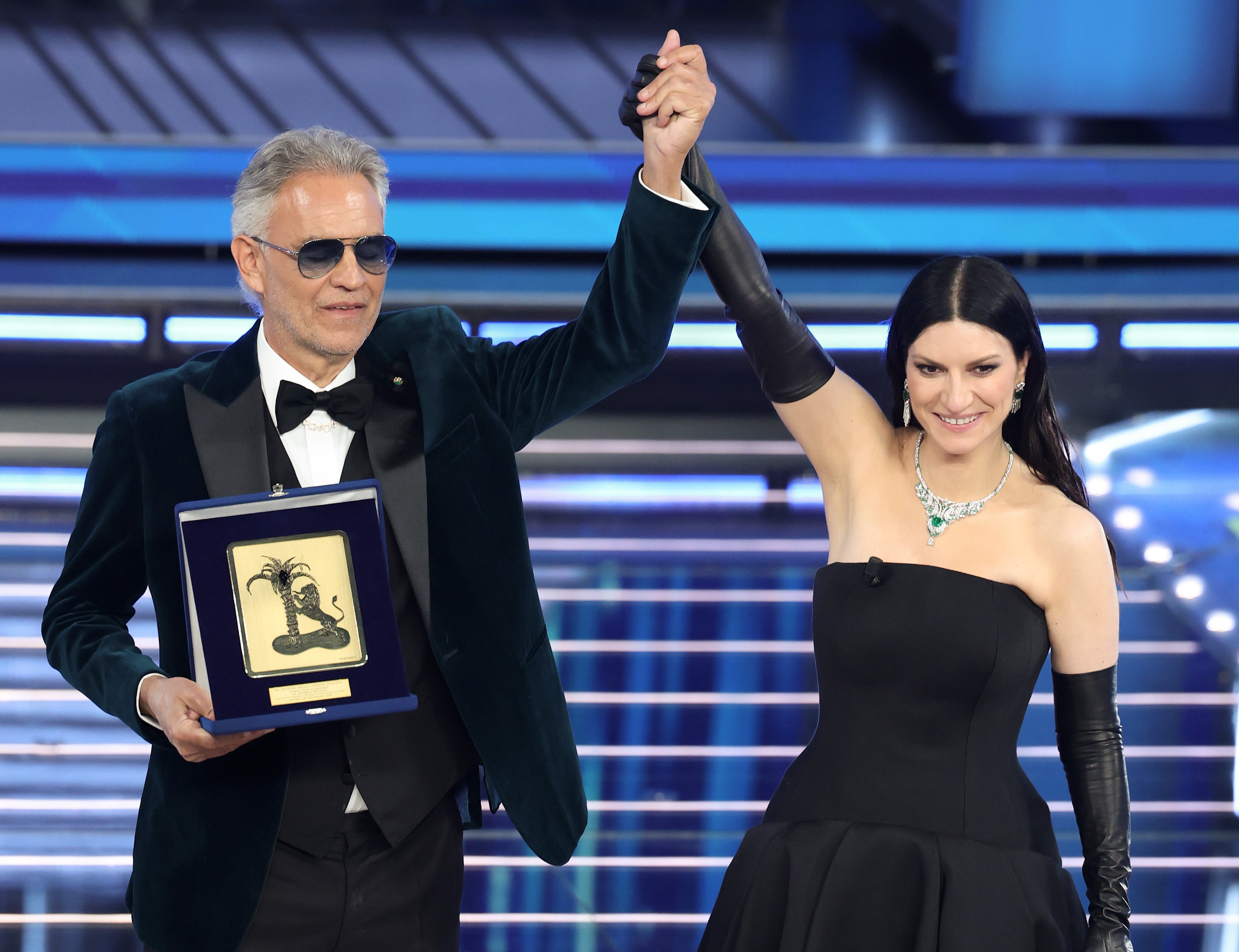 Andrea Bocelli y Laura Pausini en Sanremo 2026 Andrea Bocelli y Laura Pausini en Sanremo 2026