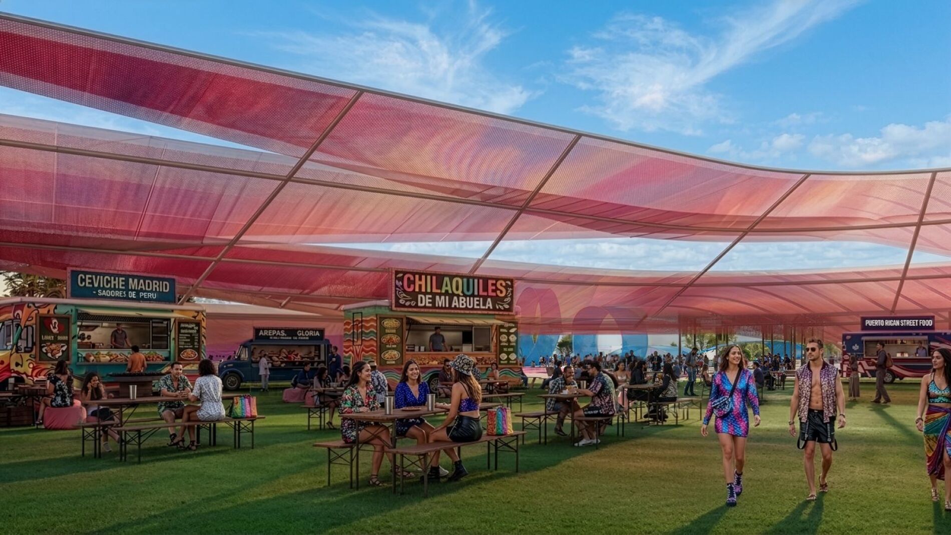 Recreación de la zona de restaurantes del Estadio Shakira