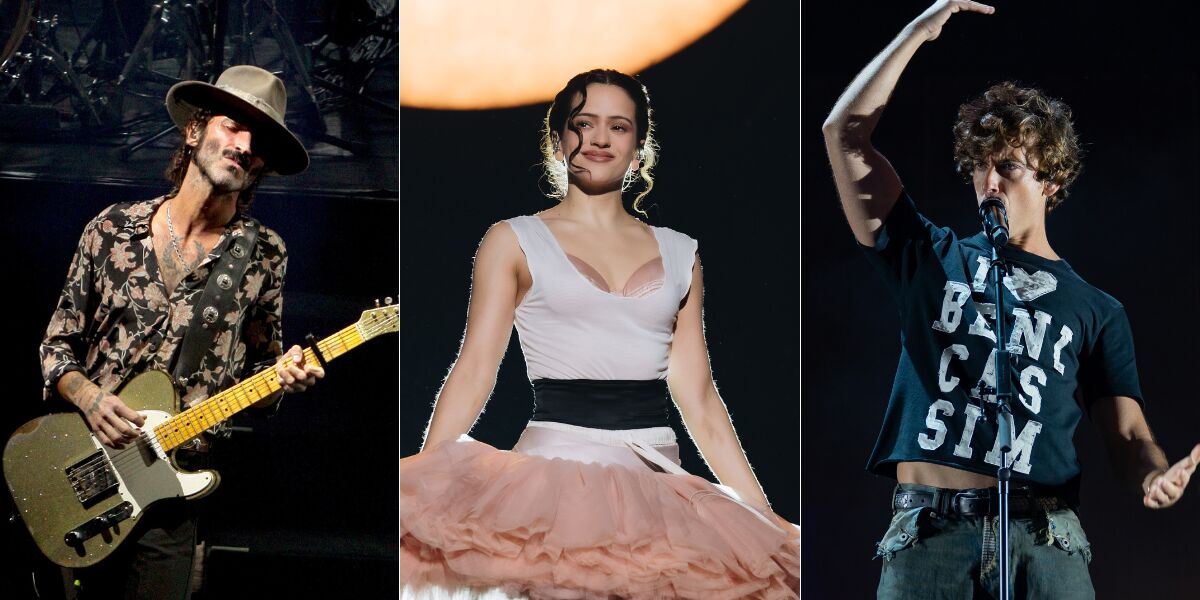 Rosal&iacute;a, Leiva y Guitarricadelafuente, en sus respectivos conciertos de 2026