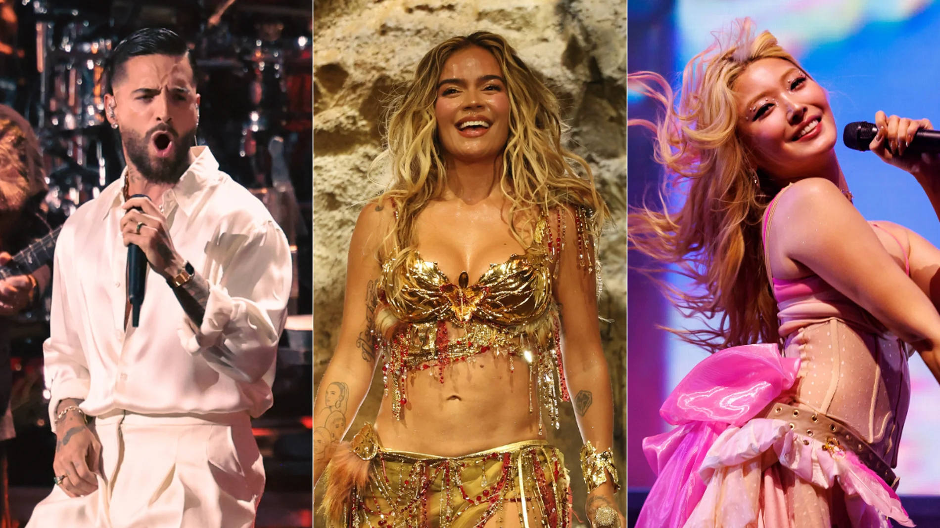 Maluma, Karol G y Lisa (Katseye) en actuaciones recientes Maluma, Karol G y Lisa (Katseye) en actuaciones recientes