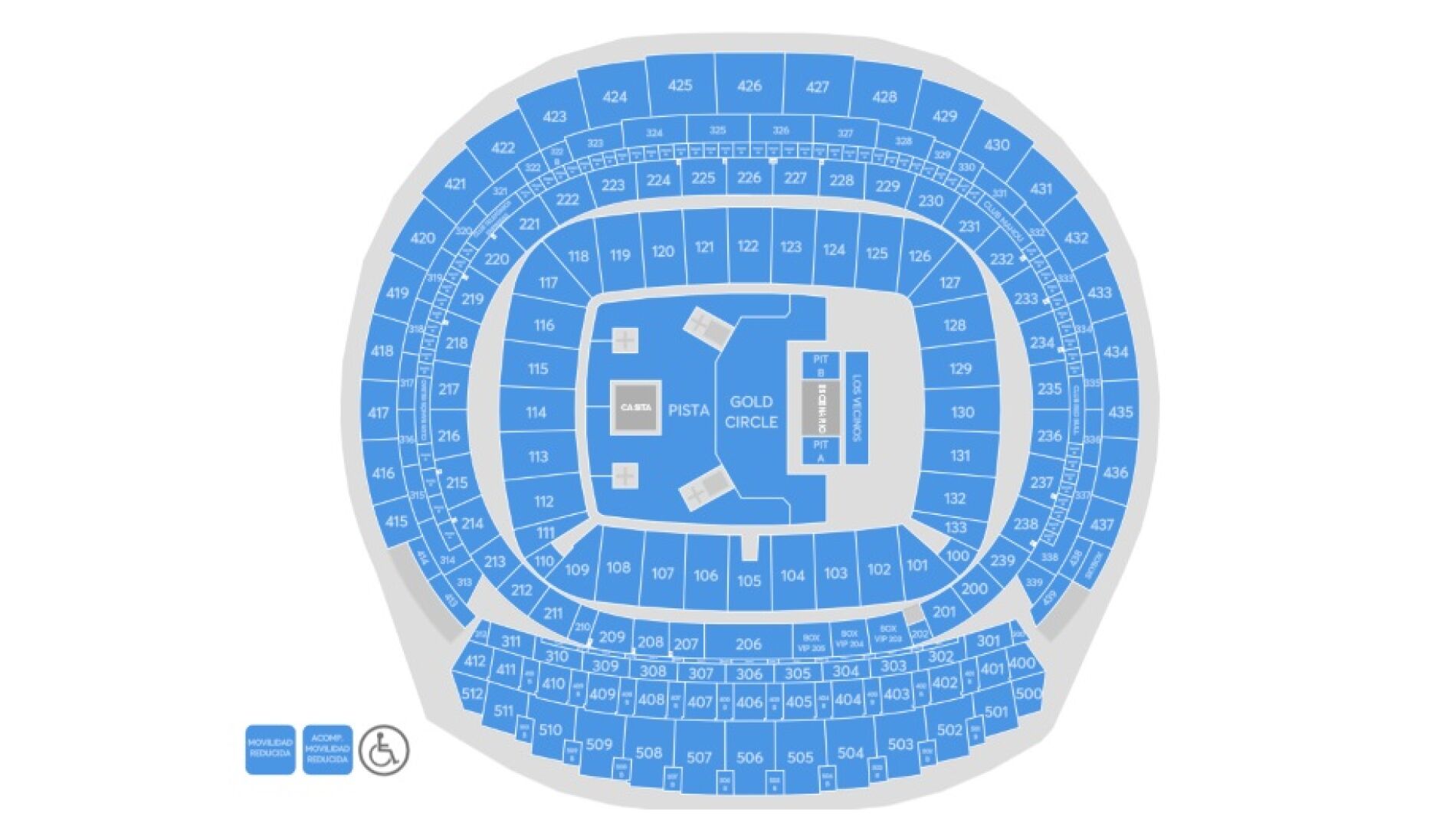 Mapa del Metropolitano para los conciertos de Bad Bunny en Madrid