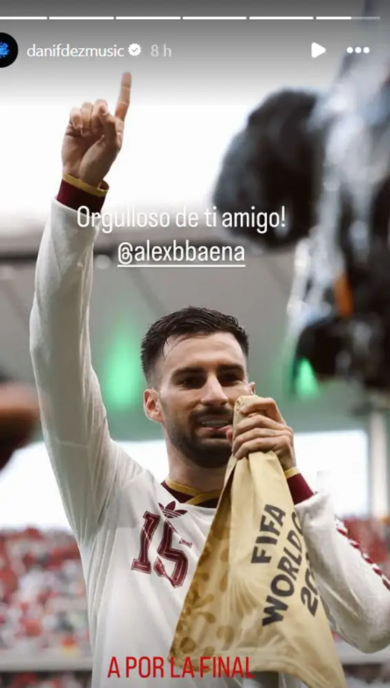 Story de Dani Fernández felicitando a Baena por pasar la semifinal del Mundial Story de Dani Fernández felicitando a Baena por pasar la semifinal del Mundial