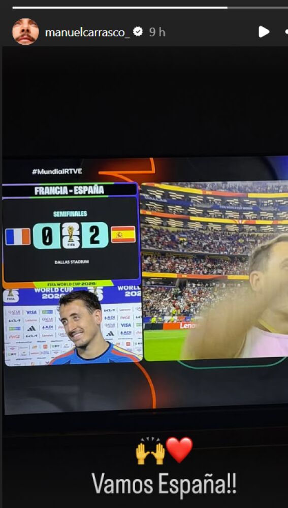 Manuel Carrasco celebra la victoria de España contra Francia en la semifinal del Mundial