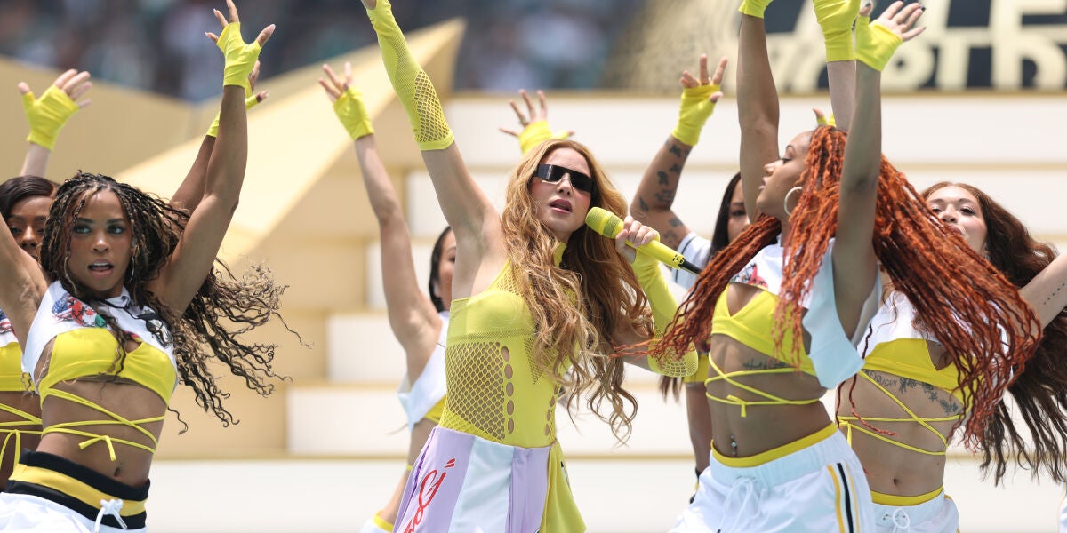 Shakira, en la ceremonia de inauguraci&oacute;n del Mundial de f&uacute;tbol 2026 en CDMX.