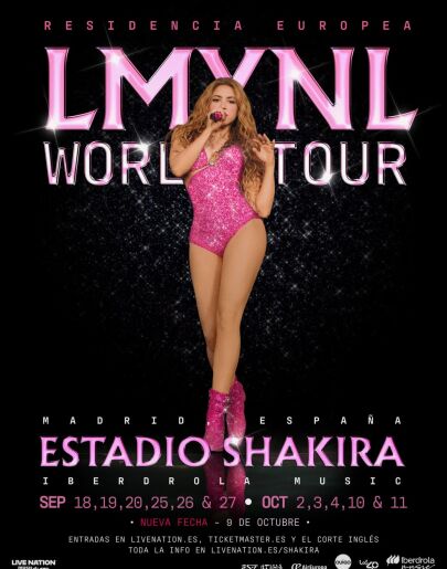 Cartel de la residencia de conciertos de Shakira