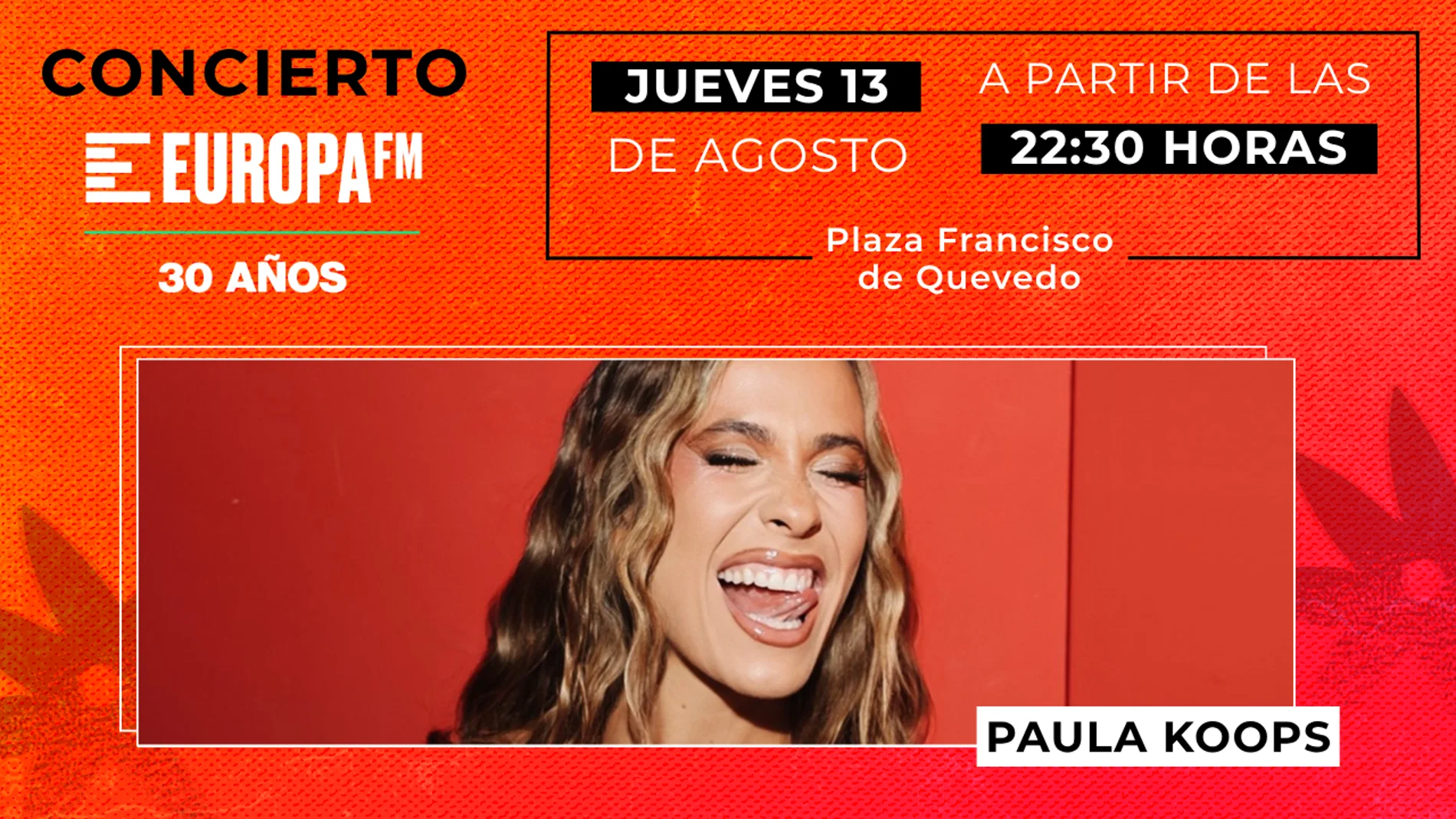 Paula Koops lo dará todo en su concierto exclusivo en La Bañeza (León) con Europa FM Paula Koops lo dará todo en su concierto exclusivo en La Bañeza (León) con Europa FM
