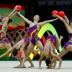 Equipo espa&ntilde;ol de r&iacute;tmica en el pasado Mundial de R&iacute;o de Janeiro disputado en agosto de 2025