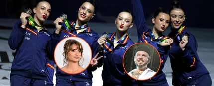 Montaje del conjunto español de rítmica con Penélope Cruz y Residente Montaje del conjunto español de rítmica con Penélope Cruz y Residente