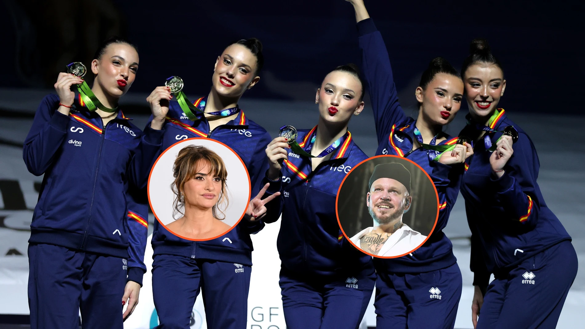 Montaje del conjunto español de rítmica con Penélope Cruz y Residente Montaje del conjunto español de rítmica con Penélope Cruz y Residente