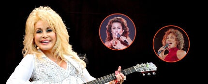 Montaje de Dolly Parton con Miley Cyrus y Whitney Houston