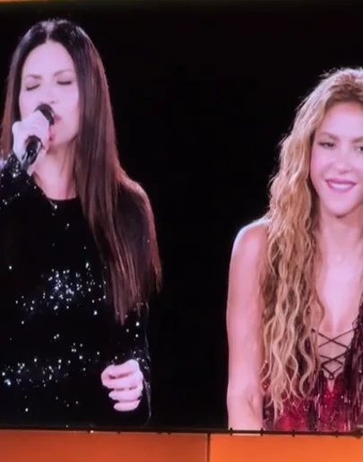 Laura Pausini y Shakira, en el tercer concierto de Shakira en Madrid. Laura Pausini y Shakira, en el tercer concierto de Shakira en Madrid.