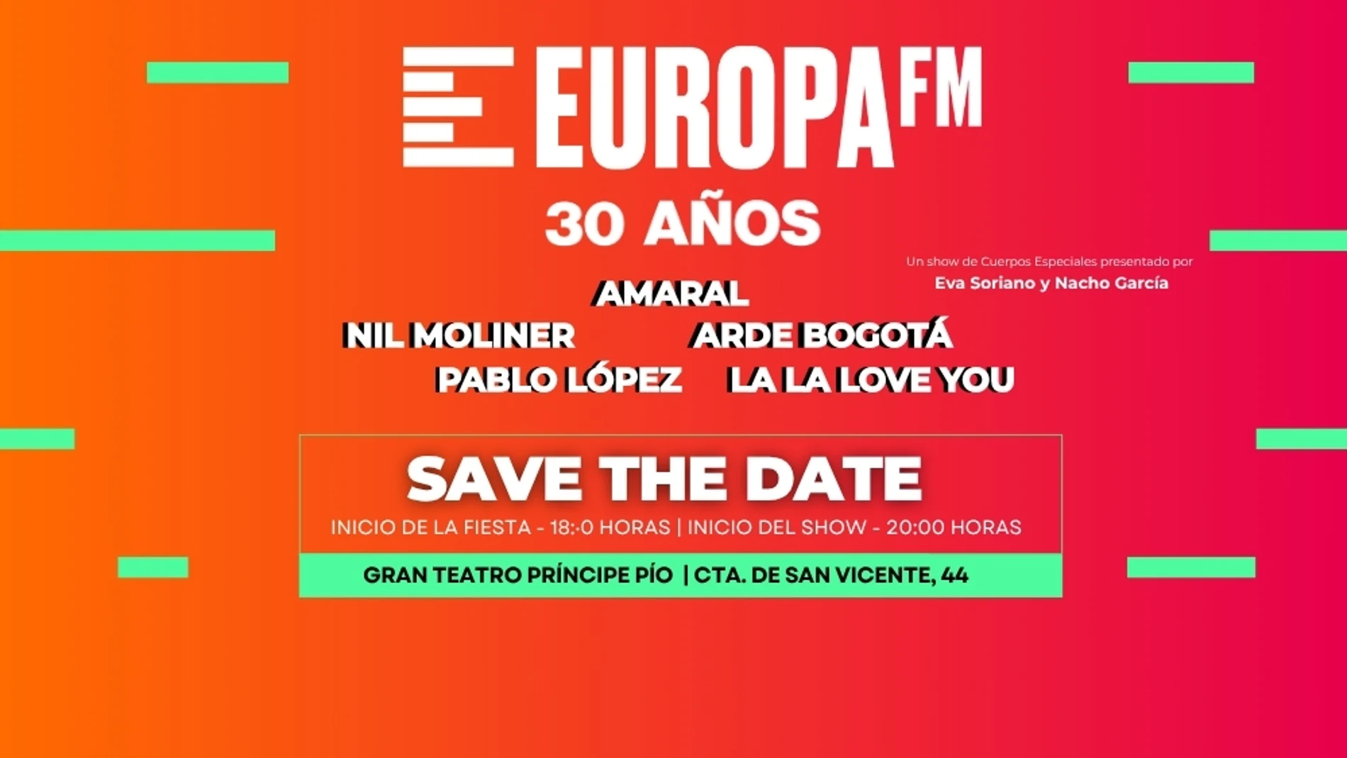 ¡Nos vamos de fiesta! Todo lo que tienes que saber de la gran show 30 años Europa FM ¡Nos vamos de fiesta! Todo lo que tienes que saber de la gran show 30 años Europa FM