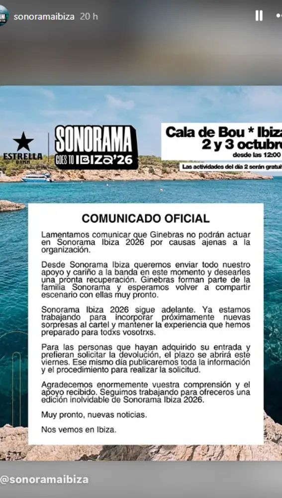 Ginebras cancela Sonorama Ibiza Ginebras cancela Sonorama Ibiza