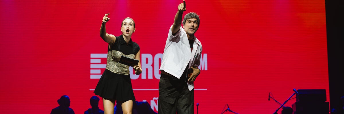 Eva Soriano y Nacho García, durante la fiesta 30 años Europa FM