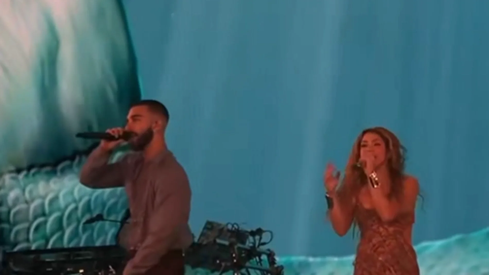 Shakira y Maluma, en el sexto concierto de Shakira en Madrid. Shakira y Maluma, en el sexto concierto de Shakira en Madrid.