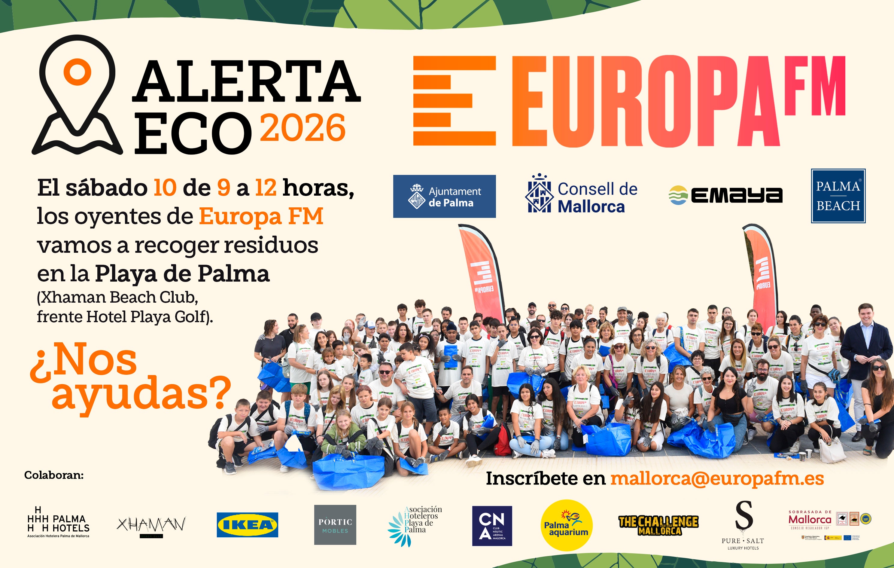 Súmate a la iniciativa Alerta ECOde Europa FM limpiando la playa de Palma el sábado 10 de octubre Súmate a la iniciativa Alerta ECOde Europa FM limpiando la playa de Palma el sábado 10 de octubre