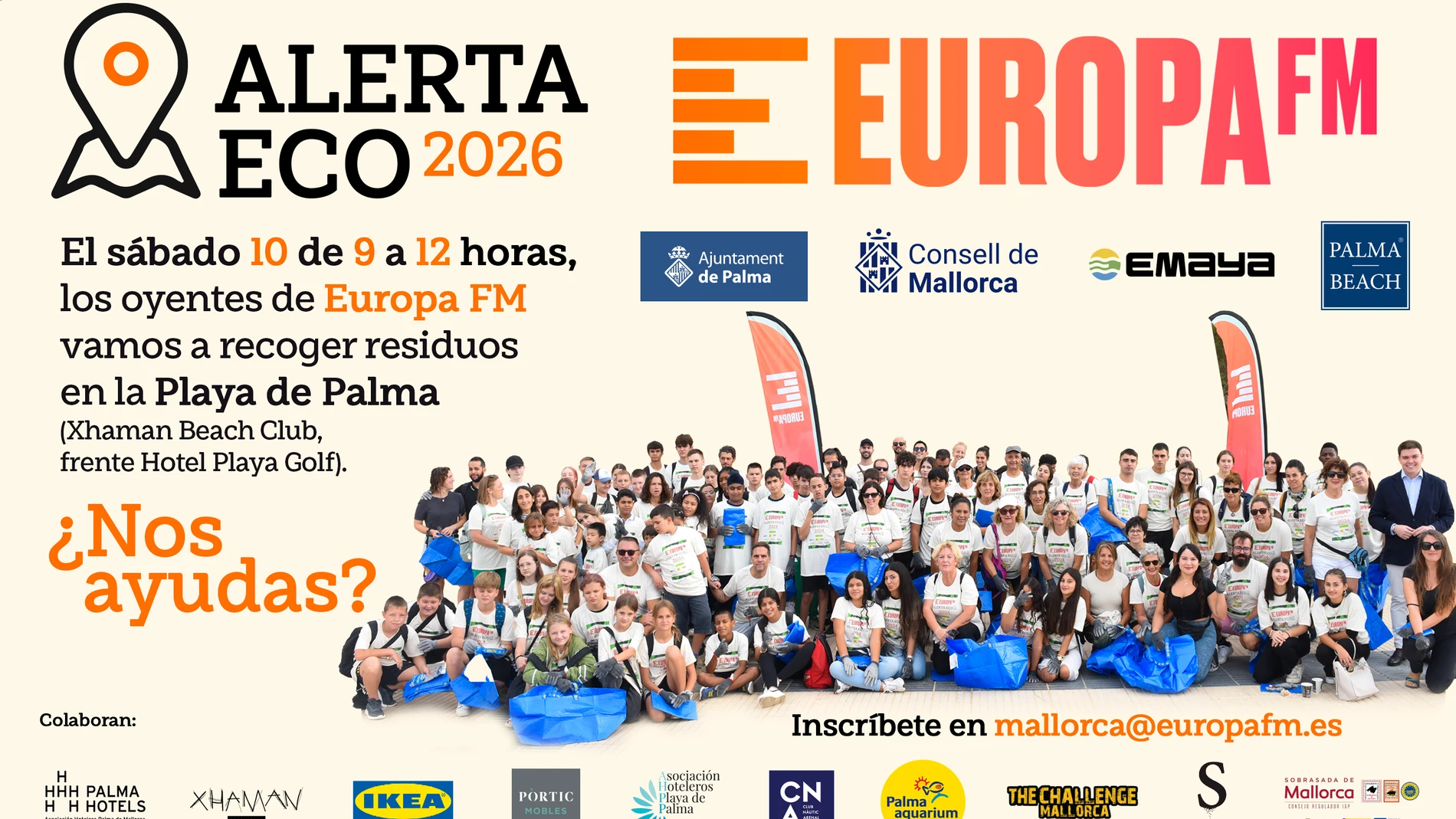 Súmate a la iniciativa Alerta ECOde Europa FM limpiando la playa de Palma el sábado 10 de octubre Súmate a la iniciativa Alerta ECOde Europa FM limpiando la playa de Palma el sábado 10 de octubre
