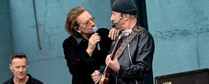 Larry Mullen Jr., Bono y The Edge en Dublín Larry Mullen Jr., Bono y The Edge en Dublín