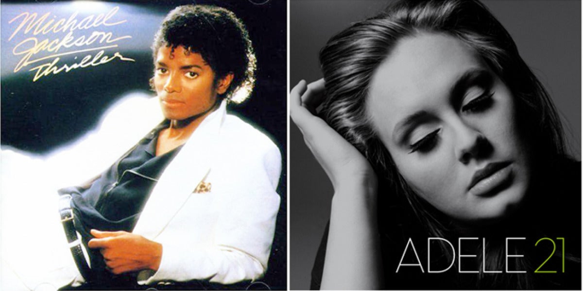 Portadas de los discos de Jackson y Adele.