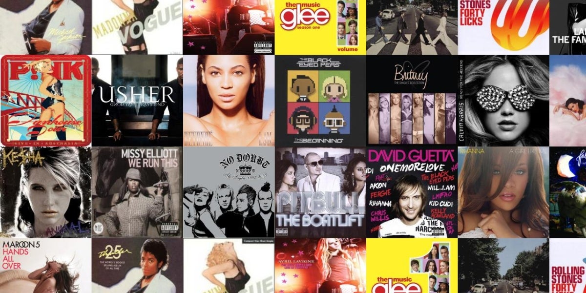 Collage de discos de 'música popular'