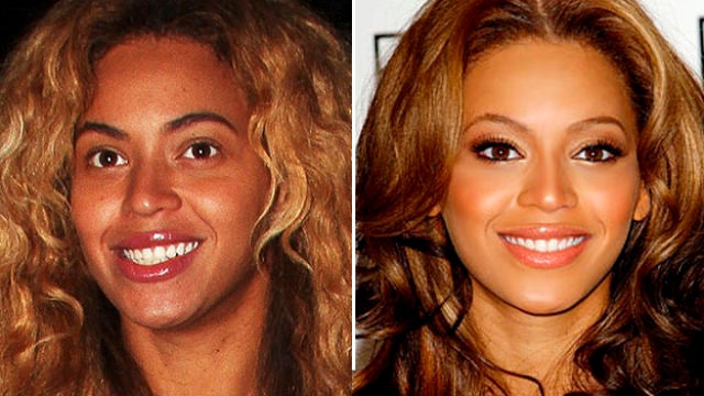 Beyoncé con y sin maquillaje