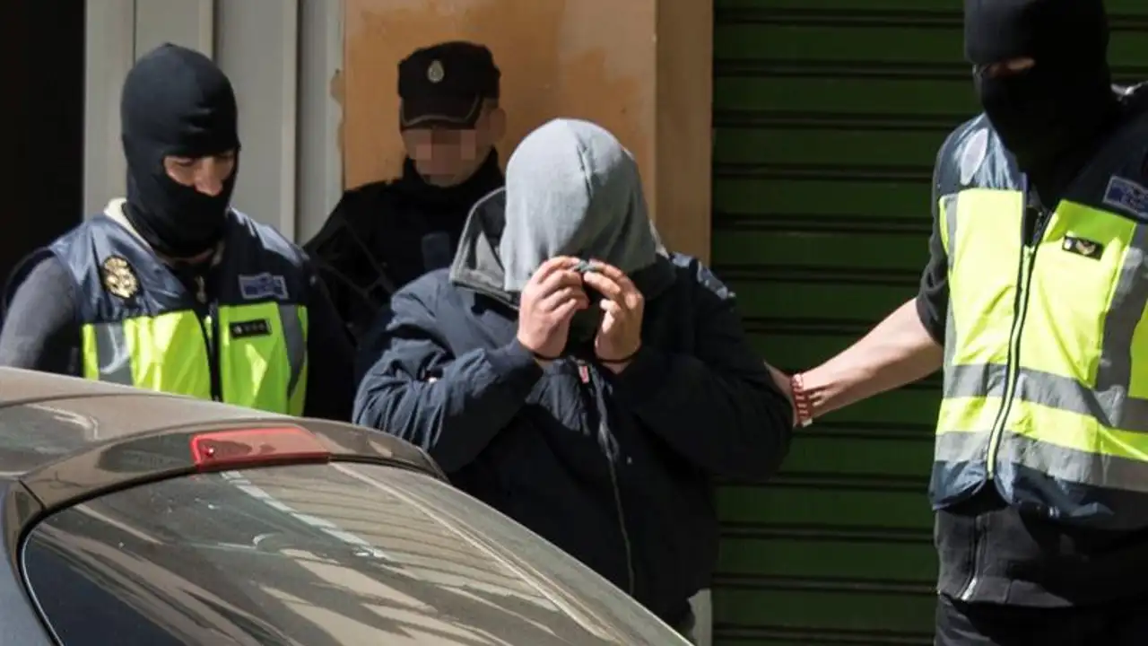 El detenido a la salida del registro de su vivienda El detenido a la salida del registro de su vivienda