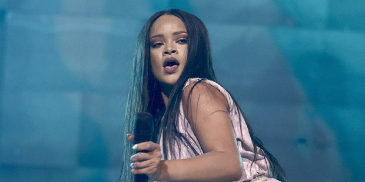 Rihanna durante su concierto en Dinamarca