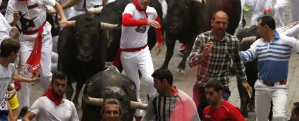 Los toros de Victoriano del Río en el sexto encierro de San Fermín 2016. Los toros de Victoriano del Río en el sexto encierro de San Fermín 2016.