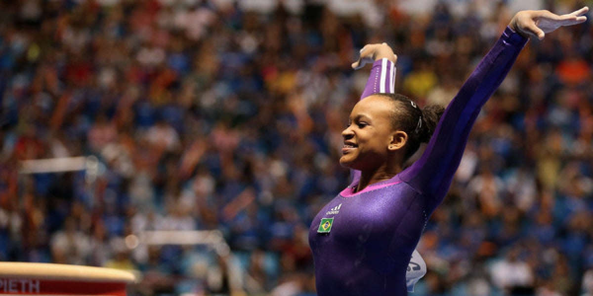 Rebeca Andreda realizando uno de sus ejercicios en Rio 2016